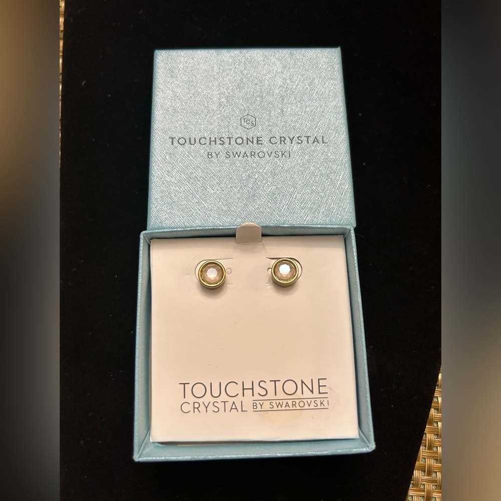 Touchstone Crystal Ice Earrings.  Antique Ivory Cream Crystal.